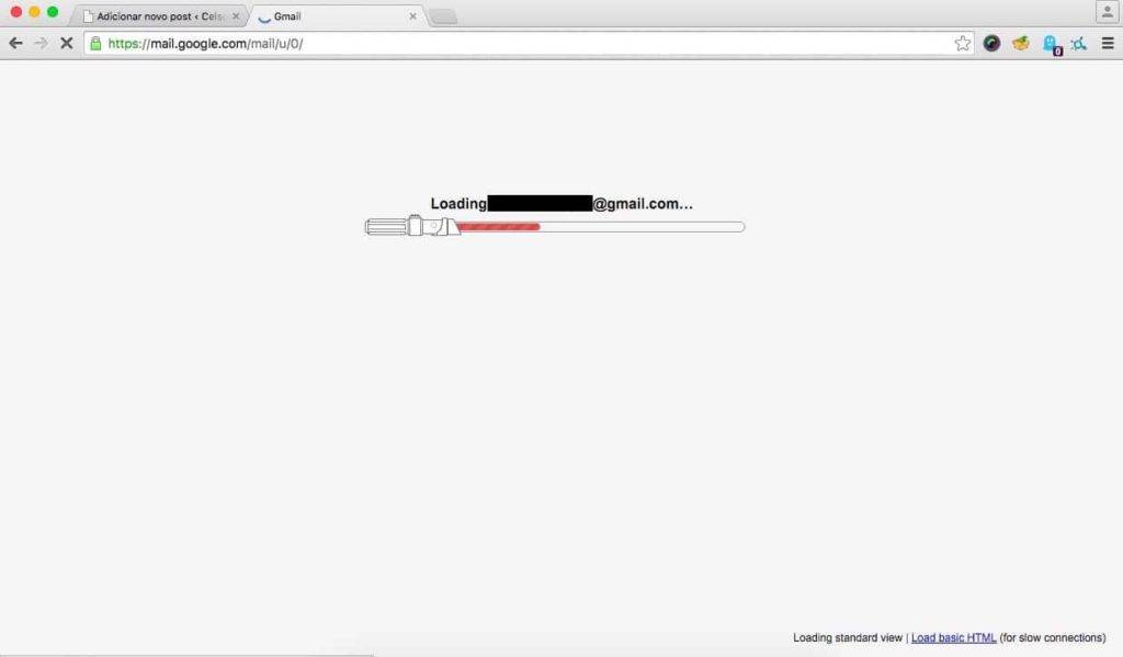Sabre de luz serve como barra de carregamento para o Gmail