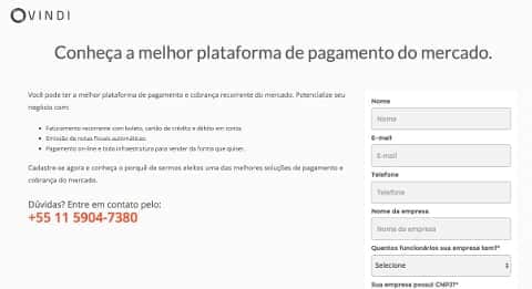 formulário de contato solicitando que se entre em contato para pedir o preço