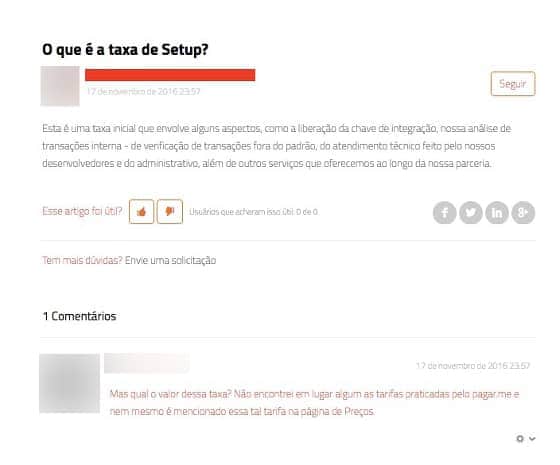 comentário em site